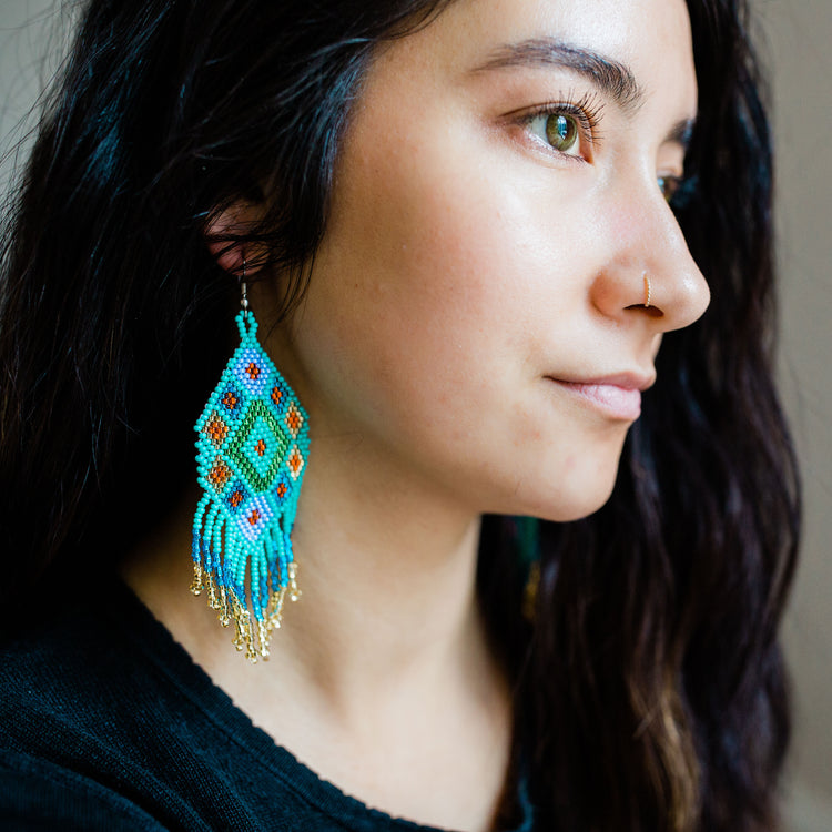 handbeaded fair trade earrings ethical jewelry artisan made beaded large earrings