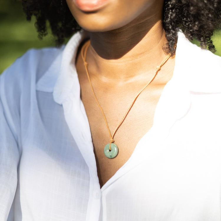 Leather Jade Karma Necklace