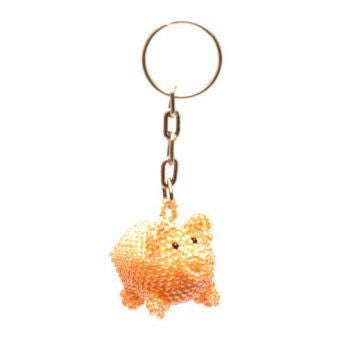 hand-beaded pig key chain handmade in Guatemala