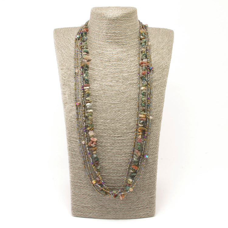 Fair Trade Handmade Guatemalan Beaded Long Rock Candy Necklace