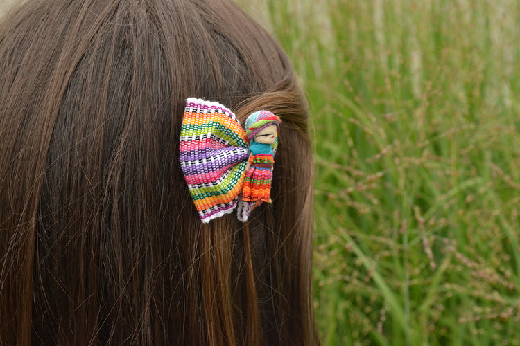 Lucia's World Emporium Fair Trade Handmade Guatemalan Worry Doll Barrette Set