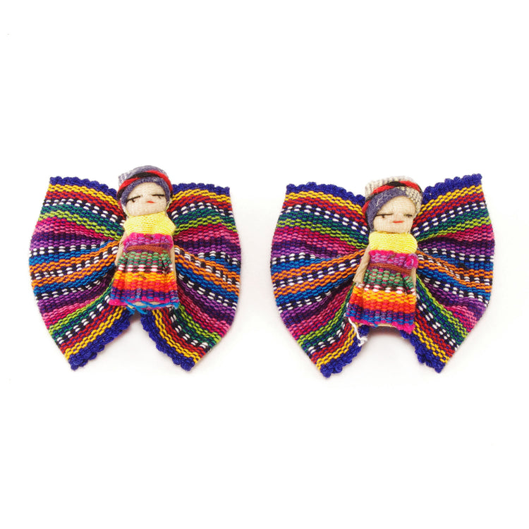 Lucia's World Emporium Fair Trade Handmade Guatemalan Worry Doll Barrette Set