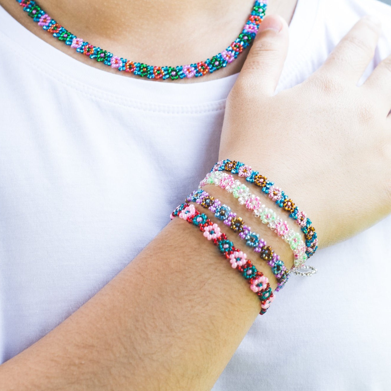 seed bead bracelets flower Fair Trade Flower Bracelet Assorted At Lucia's World Emporium