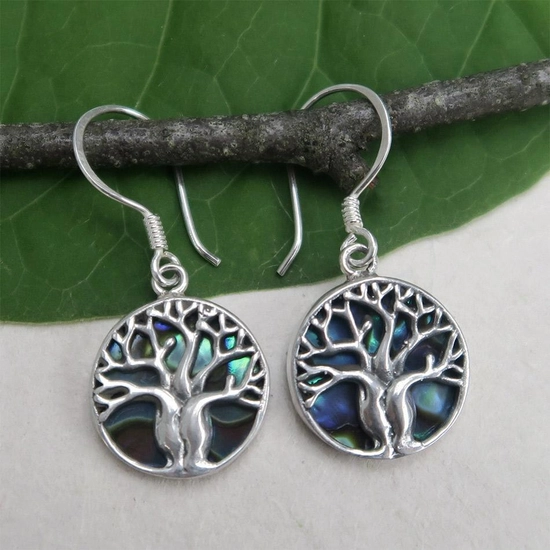 Abalone Tree of Life Earrings