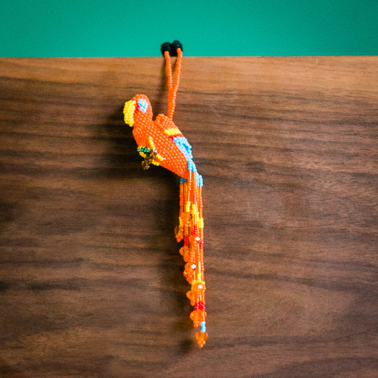 parrot glass beaded ornament fair trade handmade in guatemala