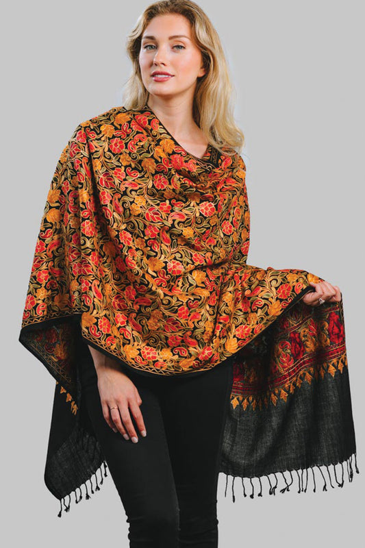 Sabari Embroidered Wool Shawl