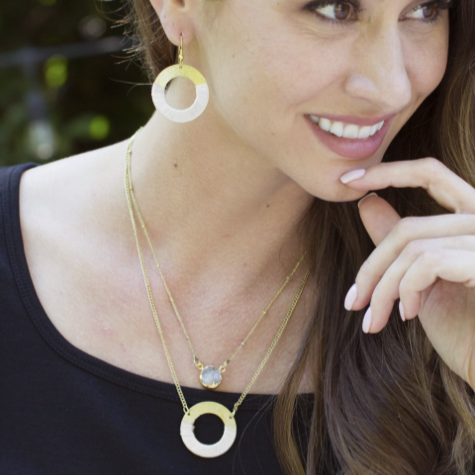 White stone necklace, Necklace, Fair trade, White and gold necklace