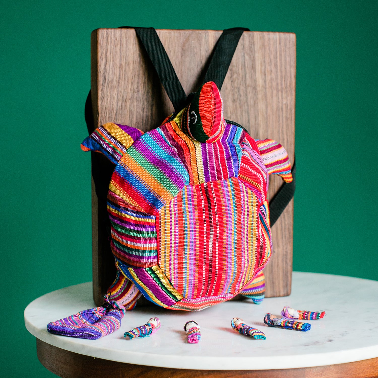 Kid s Turtle Backpack with Worry Dolls Set Lucia s World Emporium