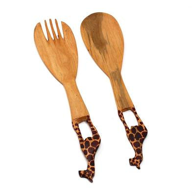 Wooden Giraffe Serving Set