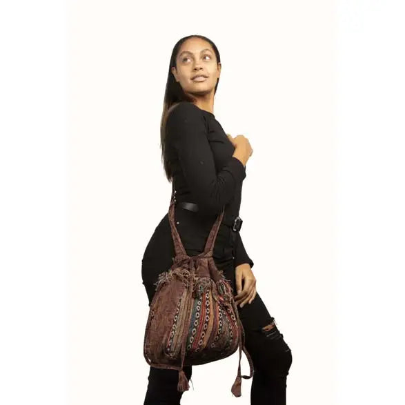 Striped Tibetan Cotton Drawstring Sling