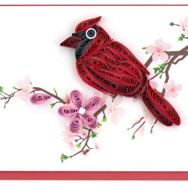 Cardinal quilling card, fair trade