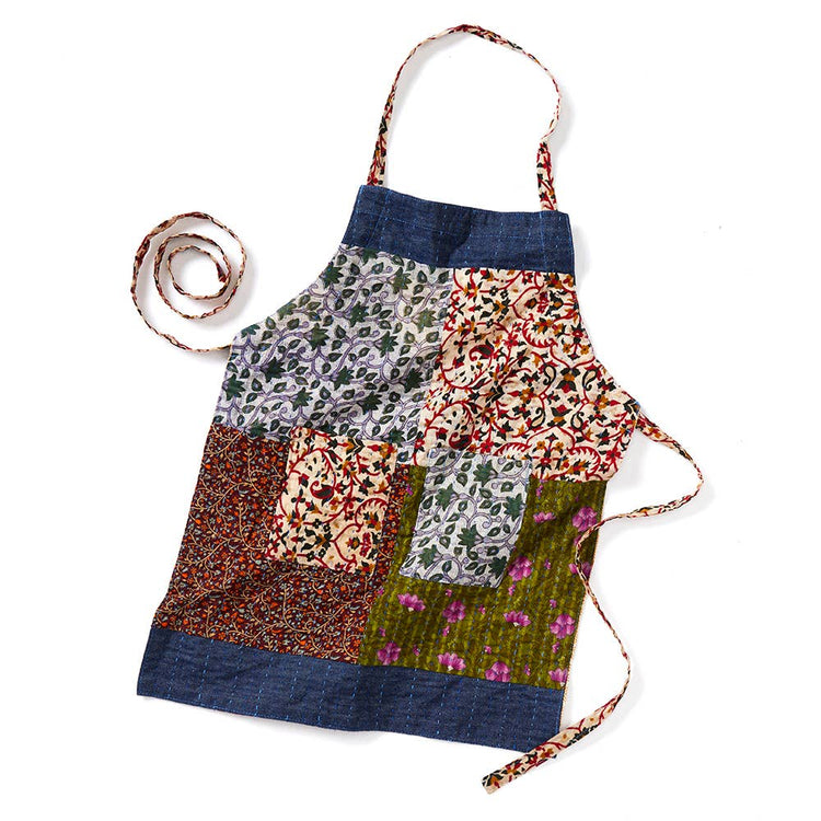 Little Cook's Upcycled Sari & Denim Apron