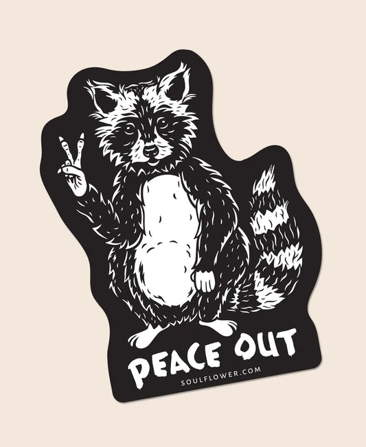 Peace Out Racoon Sticker