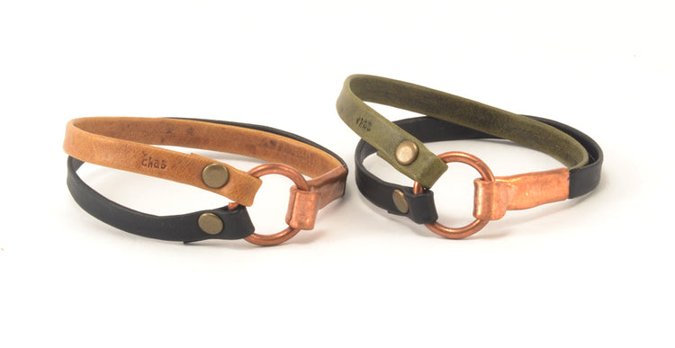 Fair Trade Handmade Guatemalan Copper Clasp Leather Bracelet