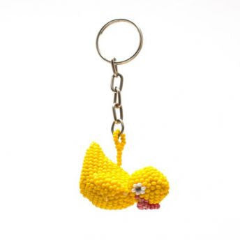 yellow beaded duck keychain