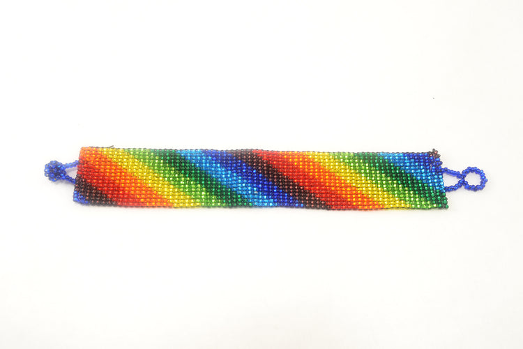 Lucia's World Emporium Fair Trade Handmade Guatemalan Beaded Medium Friendship Bracelet in Rainbow