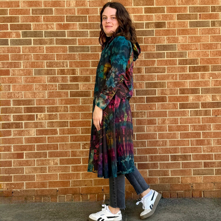 Long Tie Dye Button-Up Hoodie