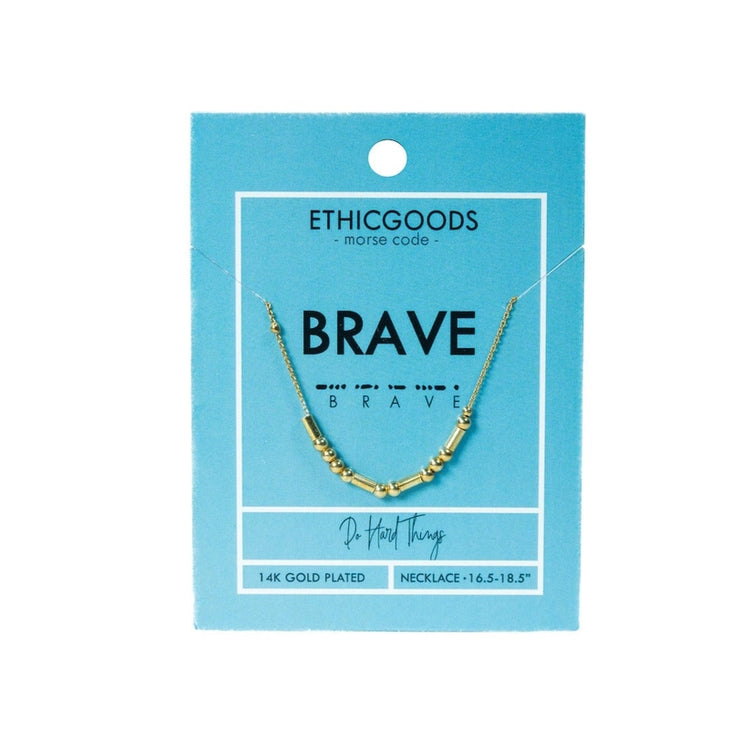 Brave Morse Code Gold Plated Necklace