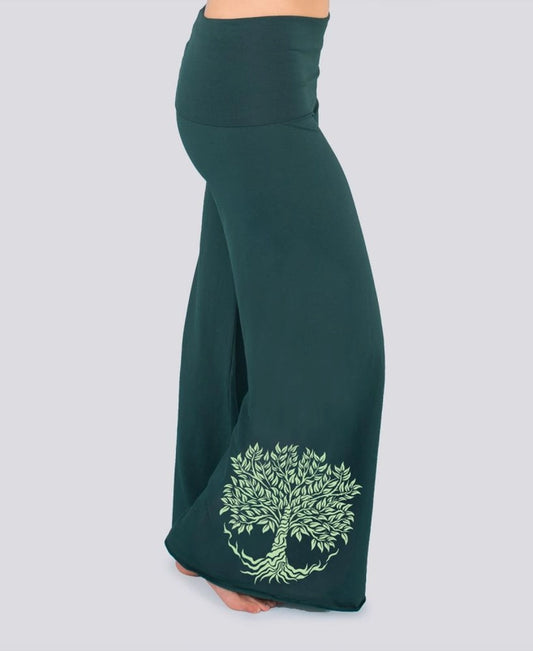 Organic Roll-Top Tree of Life Flowy Pants