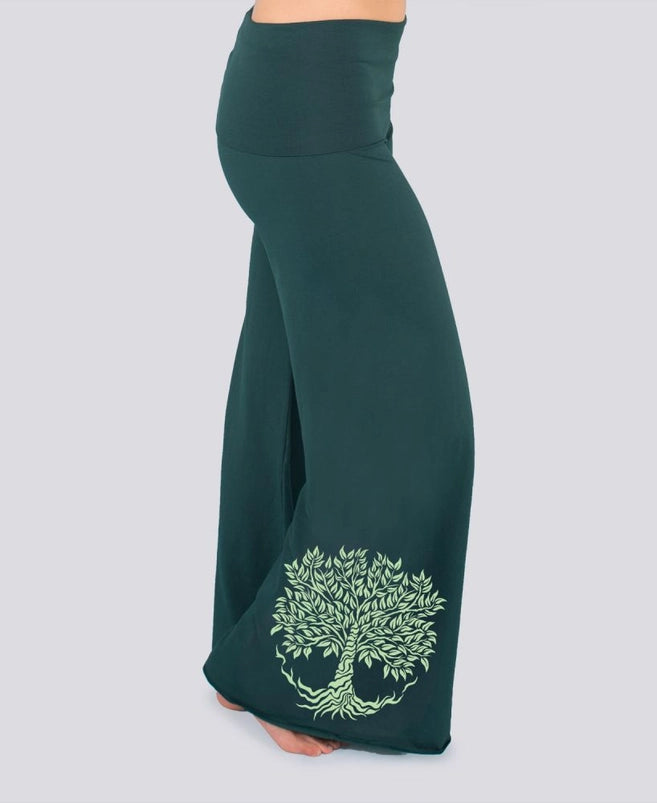 Organic Roll-Top Tree of Life Flowy Pants