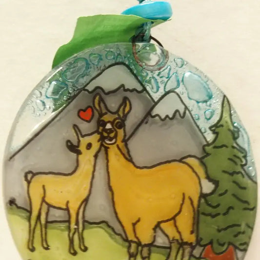 Recycled Glass Llama Friends Ornament
