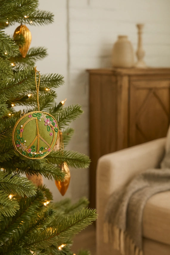 Larissa Floral Peace Sign Beaded Ornament