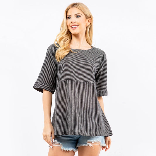 Hand-Loomed Striped Cotton Top