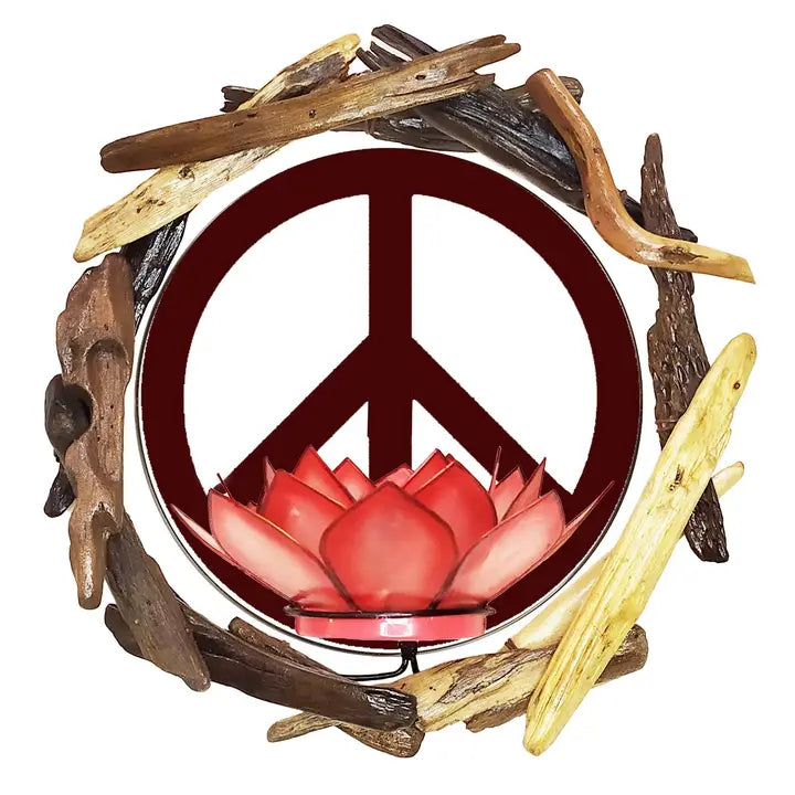 Driftwood Peace Sign Sconce