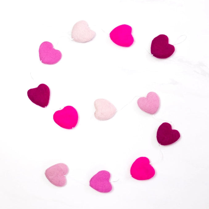 Pink Heart Felt Garland