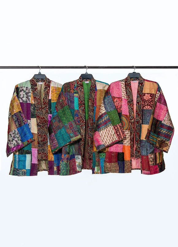 Reversible Kantha Silk Kimono Jacket