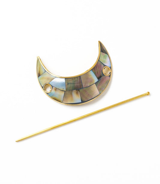 Mother of Pearl Crescent Moon Barrette