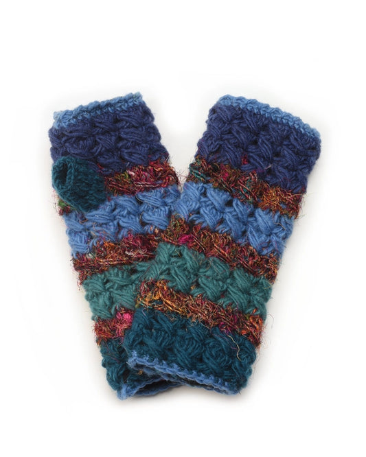 Crochet Wool and Silk Fingerless Gloves