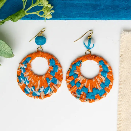 Woven Kantha Hoop Earring