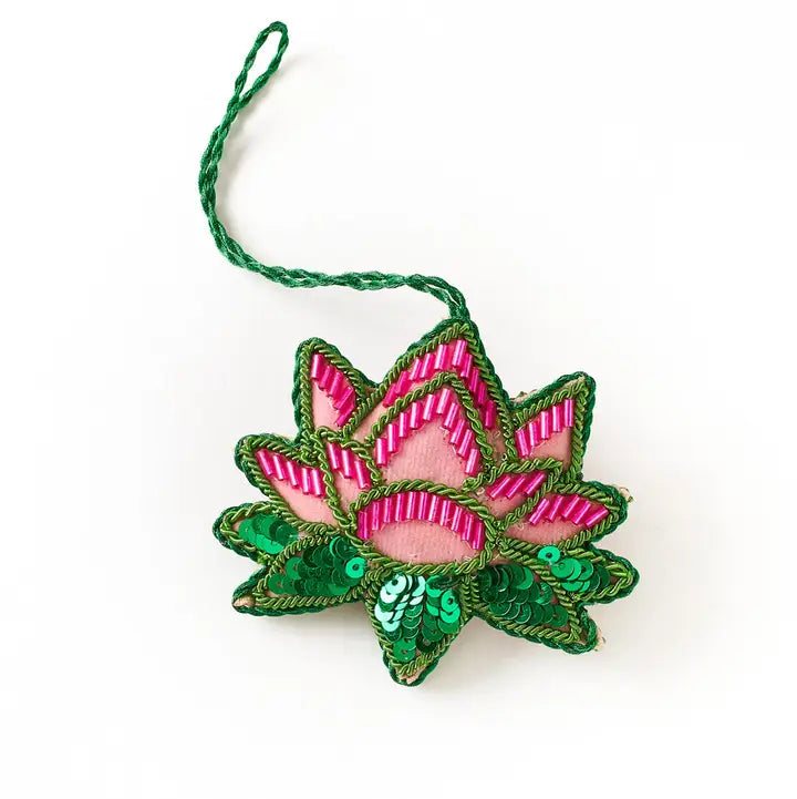 Larissa Lotus Beaded Ornament