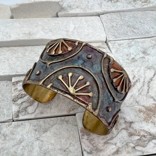 Rustic Blue Rising Sun Cuff Bracelet