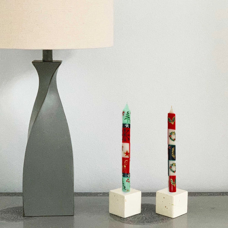 Christmas Hand-Painted Taper Candle Set