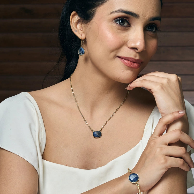 Gold Plated Sodalite Pendant Necklace