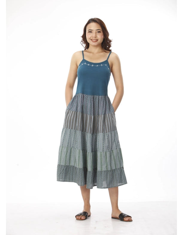 Cotton Patchwork Pocket Dress