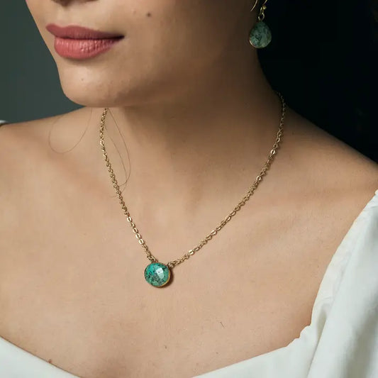 Gold Plated Turquoise Pendant Necklace