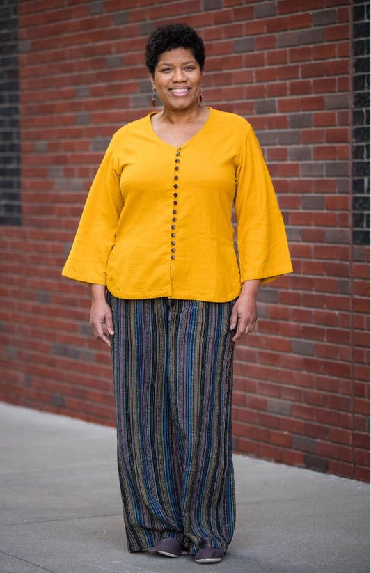 Textured Wide Leg Cotton Pant
