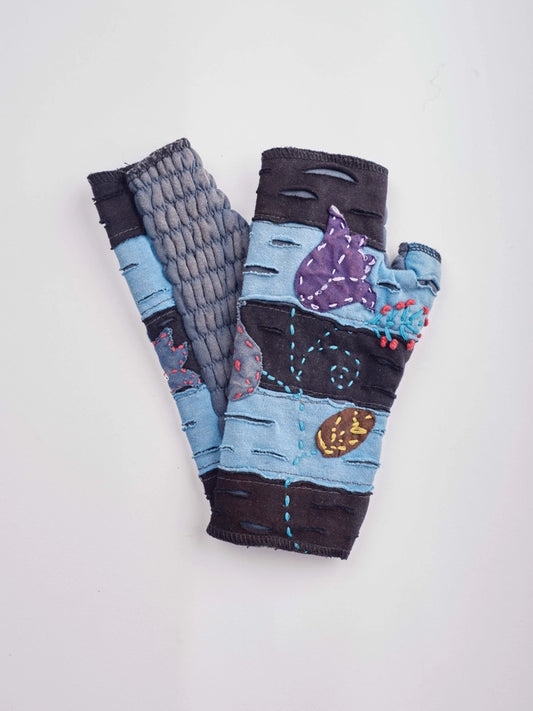 Tulip Embroidered Cotton Handwarmers