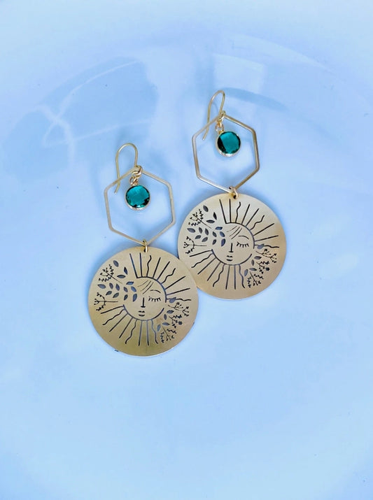 Brass Garden Sun Earrings