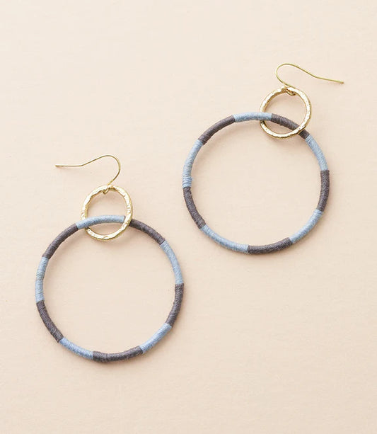 Kaia Blue Thread Double Hoop Earrings