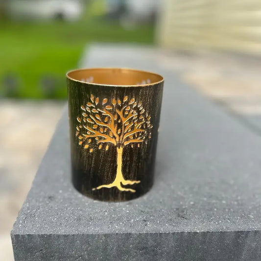 Tree of Life Brass Finish Candle Holder