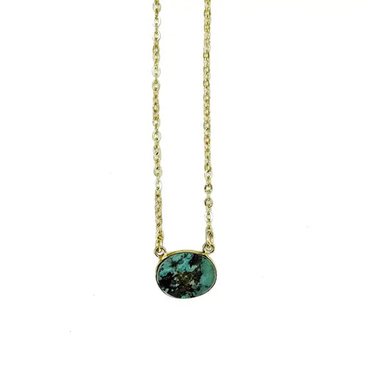 Gold Plated Turquoise Pendant Necklace