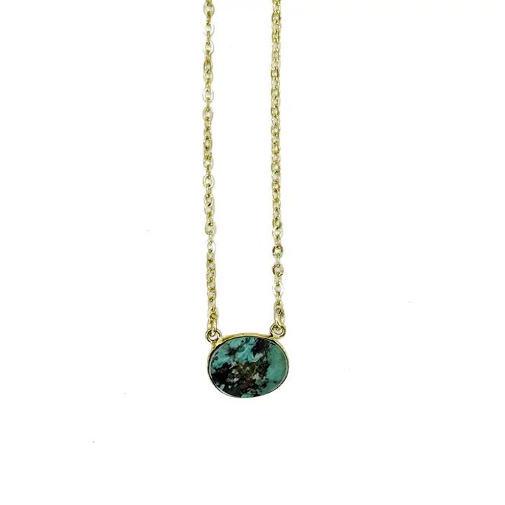 Gold Plated Turquoise Pendant Necklace