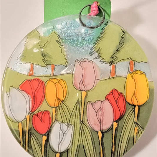 Tulips Recycled Glass Ornament