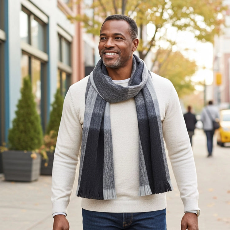 Steel Alpaca Plaid Scarf