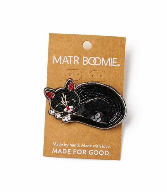 Bala Mani Beaded Sleeping Cat Brooch