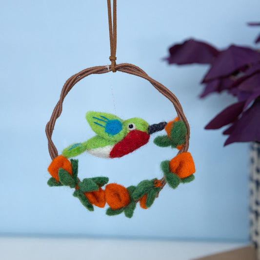 Ruby Hummingbird Mini Wreath